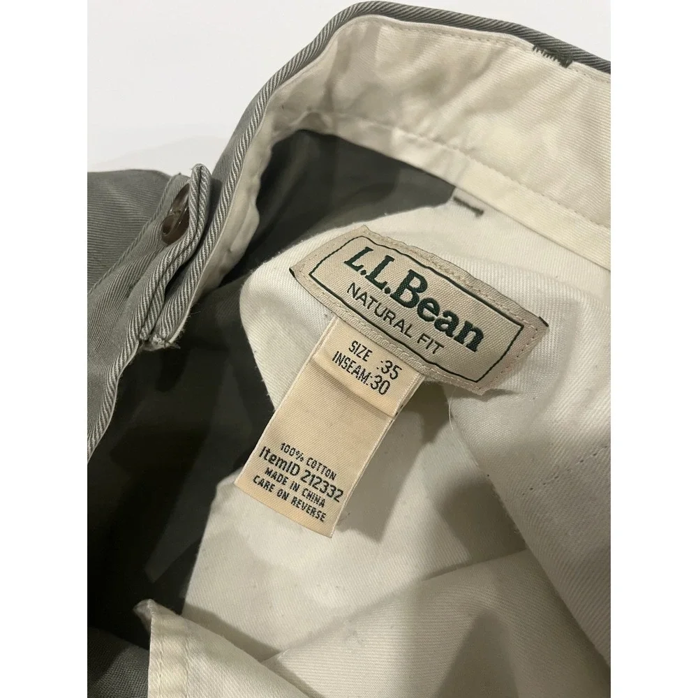 LLBean Natural Fit Pants Khaki Chinos Mens Size 35x30‎ Cotton